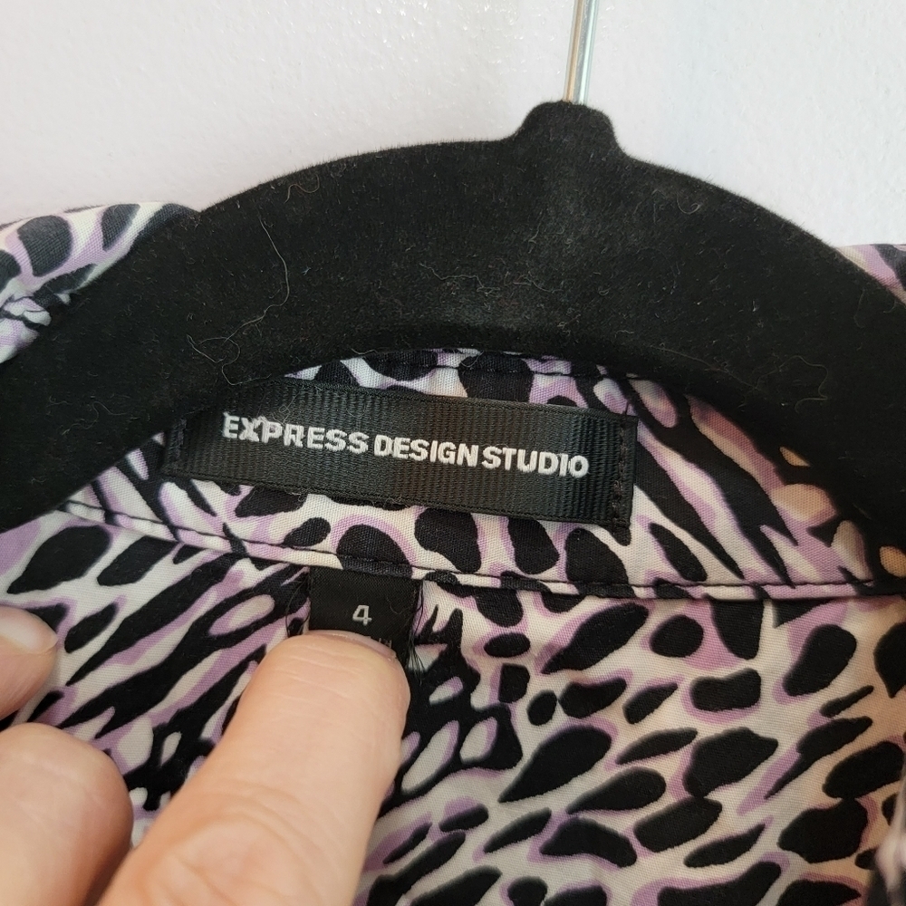 Express Design Studio Animal Print Shirt Dress Size 4 - Picture 3 of 5